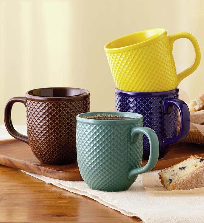 DiamondTextured Mug Set Coffee Mug Sets Wolferman's