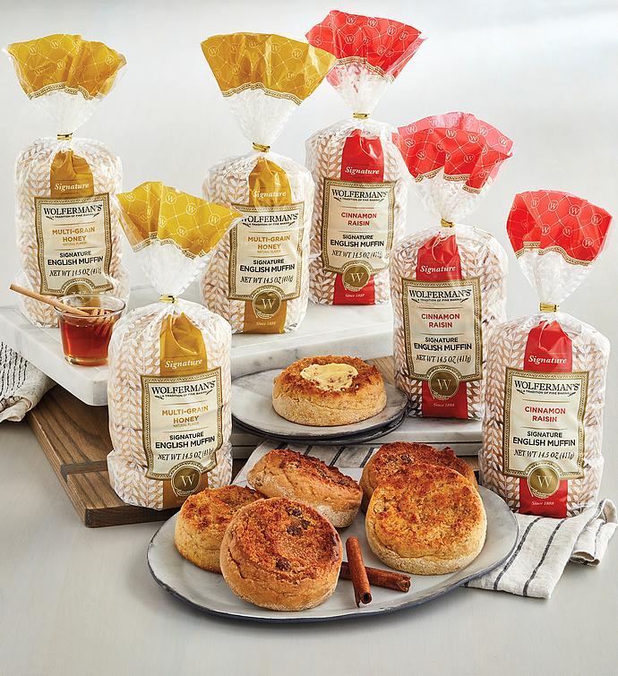 Cinnamon Raisin and Honey Wheat Super Thick English Muffins &#8211; 6 Packages