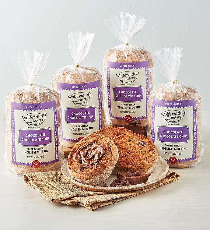 Chocolate Chocolate Chip Super Thick English Muffins