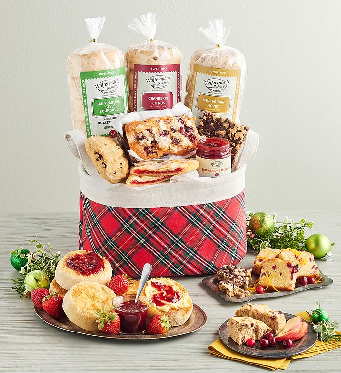 Red Plaid Bakery Basket