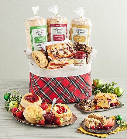 Red Plaid Bakery Basket