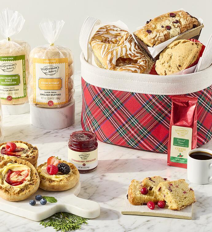 Red Plaid Bakery Basket