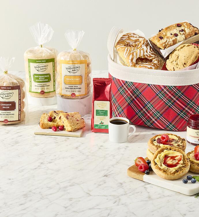 Red Plaid Bakery Basket