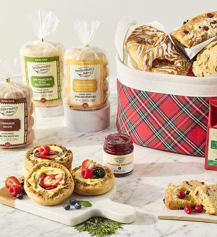 Red Plaid Bakery Basket